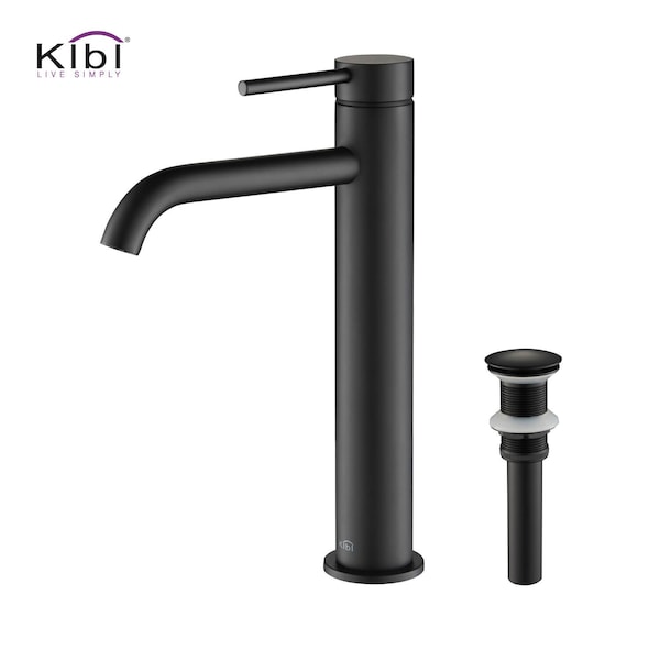 Kibi Circular Single Handle Bathroom Vessel Sink Faucet with Pop Up Drain C-KBF1009MB-KPW101MB - main